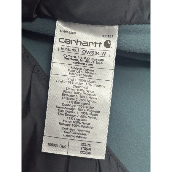Carhartt Rain Defender Vest Women’s XXL 20 Green Relaxed Fit Rugged FLEX MINT - Picture 8 of 9